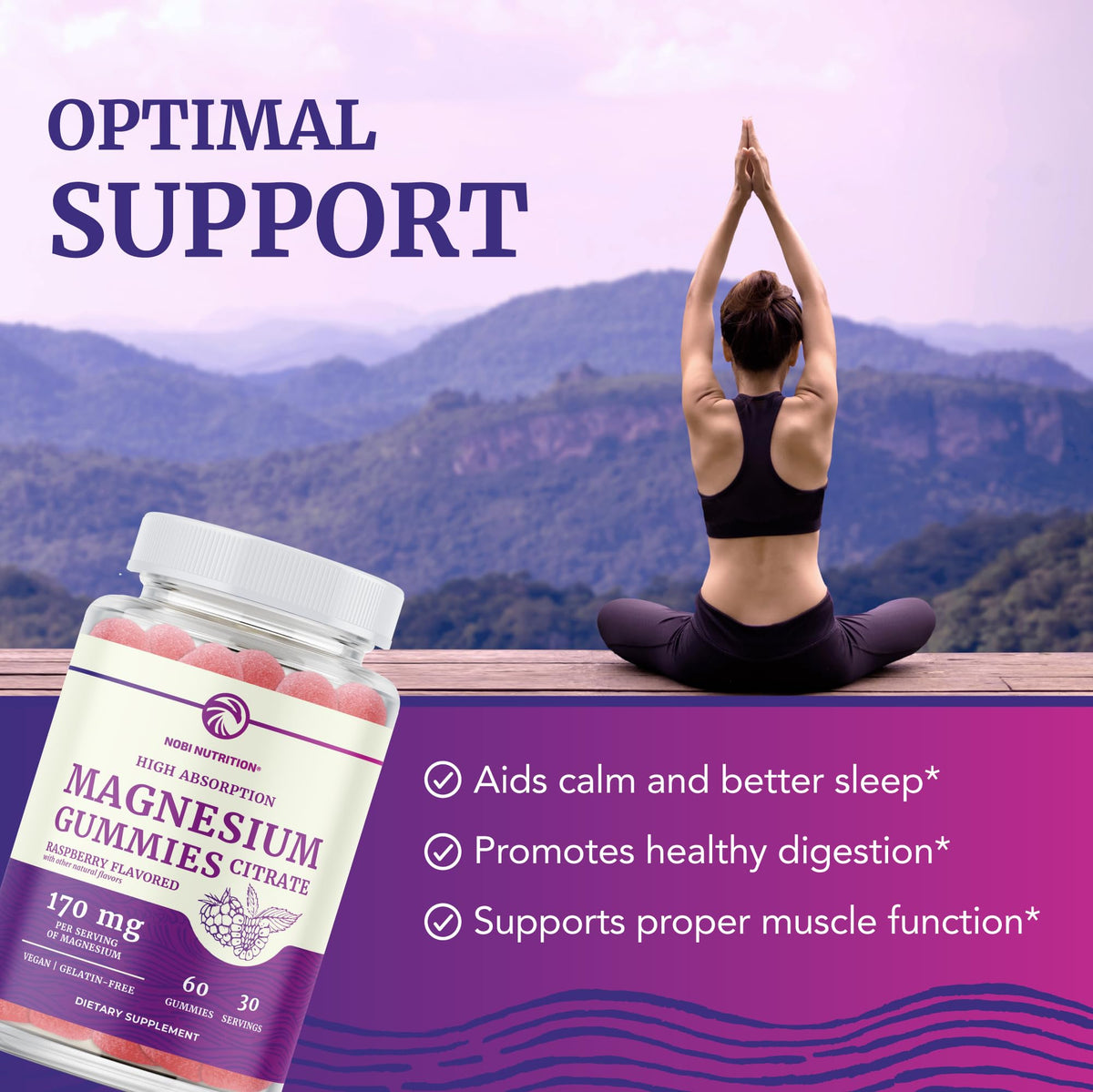 Magnesium Citrate Gummies | Extra Strength for Calm, Relaxation & Digestion | High Absorption Magnesium Gummies for Adults | Vegan, Non-GMO