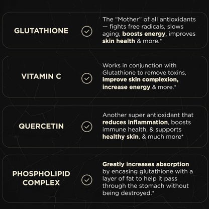 2150mg Super Liposomal Glutathione Supplement w. Vitamin C, Quercetin & Pure L Glutathione 2000mg Triple Action Formula Glutathione Liposomal Supplement