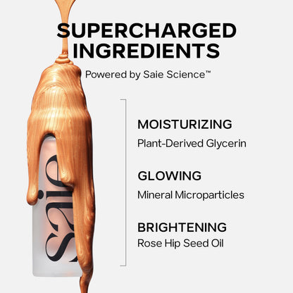 Saie Radiant Glow Duo - Dew Bronze Soft-Focus Liquid Bronzer in Sail (0.4 oz) & Mini Glowy Super Gel Lightweight Illuminator in Sunglow (0.5 oz), Hydrating Makeup Essentials for a Sun-Kissed Glow SaieBuy Supplements Australia