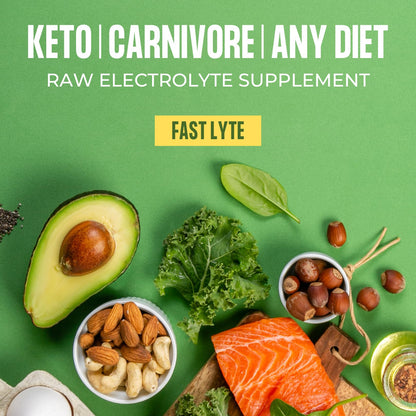 Fast Lyte Fasting Electrolyte Supplement Powder | No Sugar Unflavored Raw Electrolytes | 25% RDI Magnesium and Potassium with Trace Minerals | Carnivore & Keto Friendly