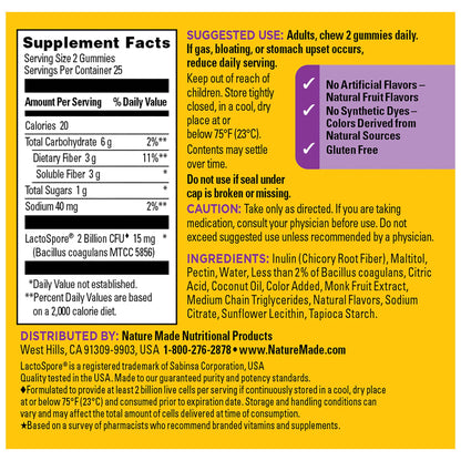 Nature Made Probiotic + Prebiotic Fiber Gummies for Daily Gut Health, Fiber Supplement with Probiotics for Digestive Health Support