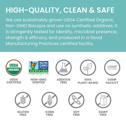 Himalaya Organic Bacopa Monnieri Nootropic Herbal Supplement, Supports Calm, Memory, Cognition, USDA Certified Organic, Non-GMO, 750 mg
