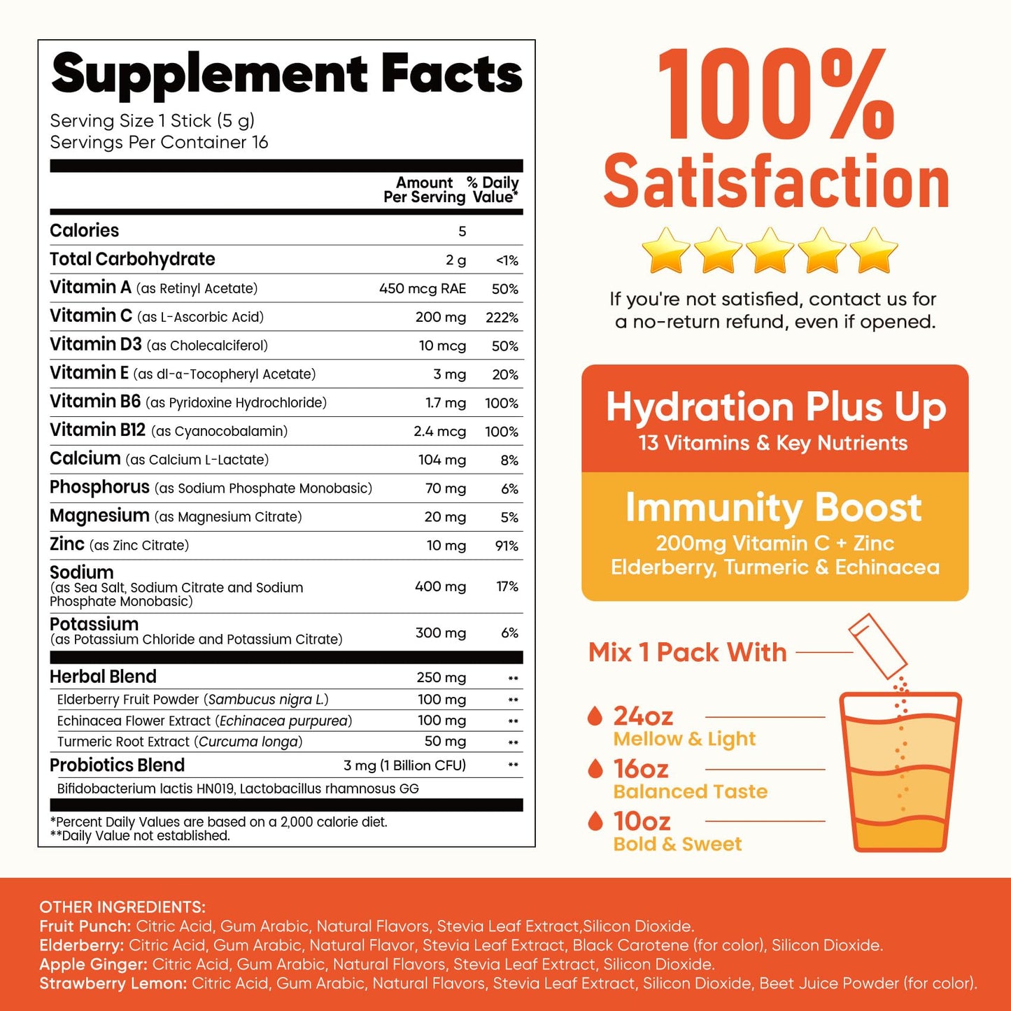Venture Pal 2-in-1 Hydration + Immune Electrolytes Powder Packets with 7 Electrolytes & 6 Vitamins, Elderberry, Turmeric, Echinacea | Liquid Daily IV Drink Mix
