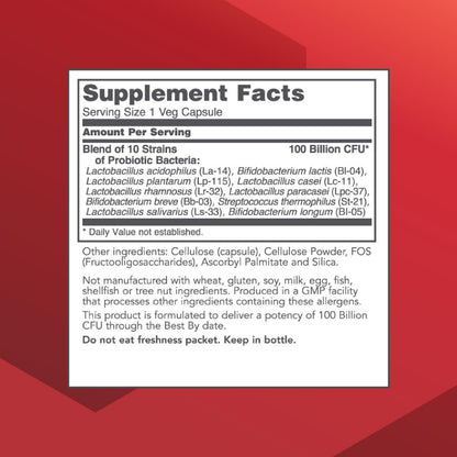 PROTOCOL FOR LIFE BALANCE Proto Dophilus 100 Billion 10 Strains - Support Digestive Gut Health Immune System & Detox - Dairy, Wheat, Soy & Gluten Free - Vegan & Nut Free - 30 Veg Capsules