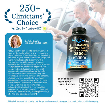 Glucosamine Chondroitin MSM Collagen | HSA | Joint Support Supplement 2800 mg | Made in USA | FSA Approved Product Items | Flexibility Nutritional Vitamins