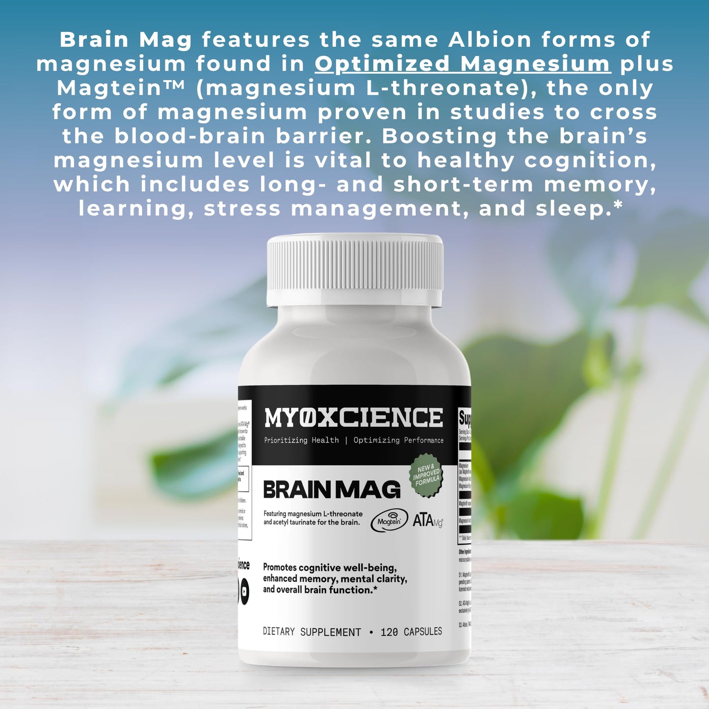 Magnesium L-Threonate + Mag Acetyl-Taurate (ATA Mag) + Mag Glycinate | Promotes Cognitive Well-Being, Enhanced Memory, Mental Clarity and Overall Brain Function | 120 Capsules MYOXCIENCE buy supplements Au