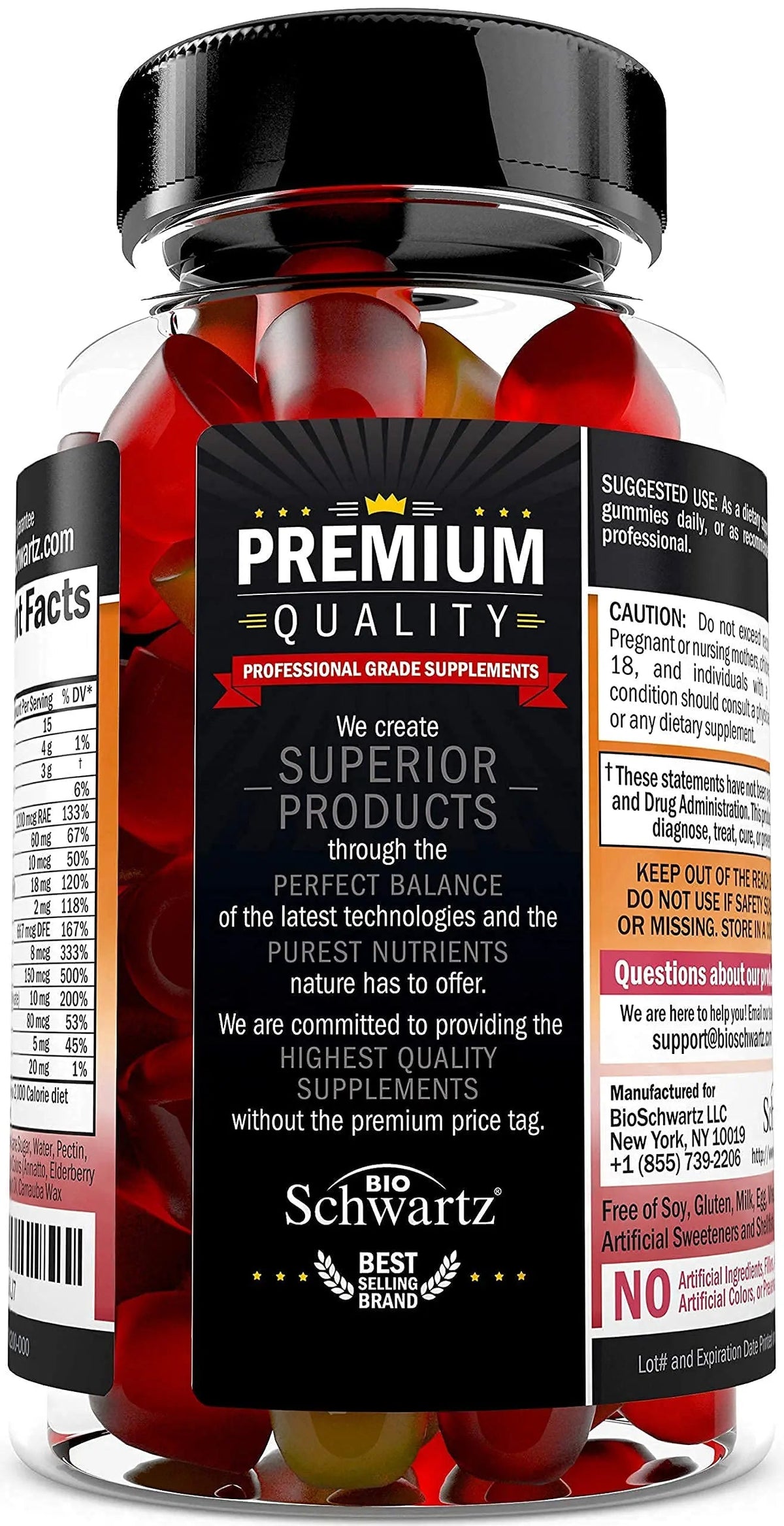 Women's Multivitamin Gummies with Vitamin A C B6 B12 D & E Vitamins for Immune Support - Gummy Multivitamin for Women BioSchwartz