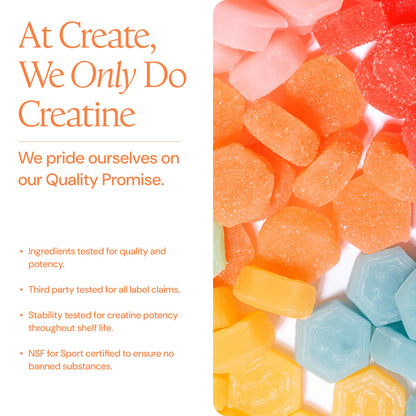 Create Creatine Gummies for Men & Women – NSF Certified, Made with Creapure Creatine Monohydrate, Great Tasting, Anti-Melting Formula, 30ct Standup Pouch, 90 Gummies (Variety Pack)