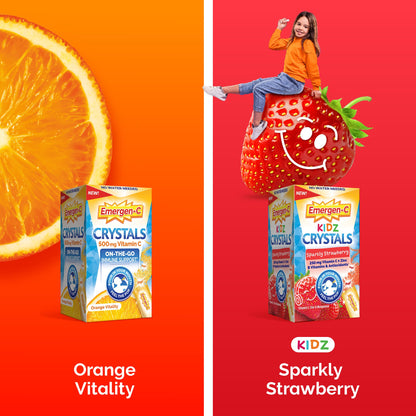 Emergen-C Kidz Crystals, On-the-Go Emergen-C Immune Support Supplement with Vitamin C, B Vitamins, Zinc and Manganese