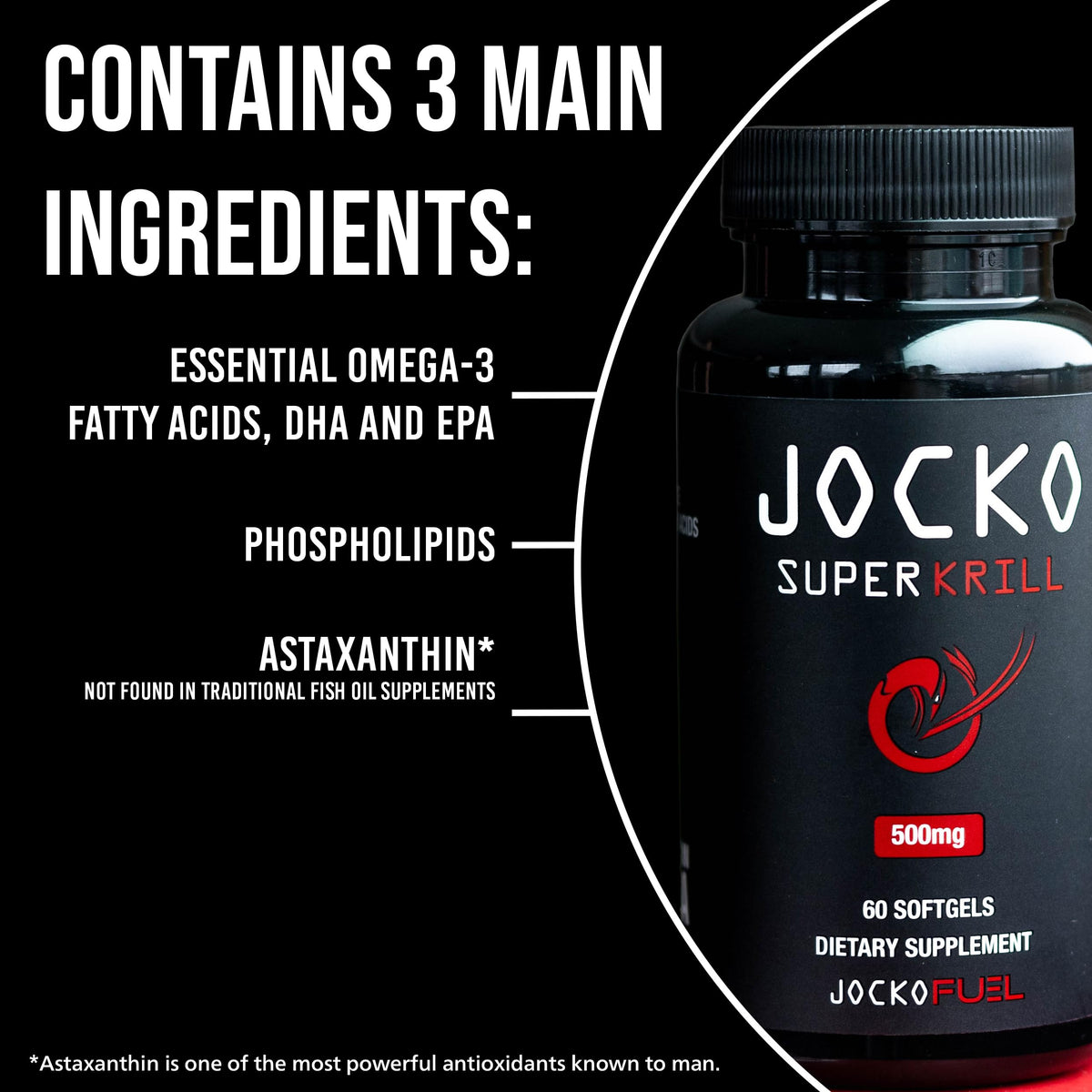Jocko Fuel Antarctic Krill Oil Omega 3 Fatty Acid Supplements DHA & EPA - 1000mg Softgels - Supports Joints, Mobility