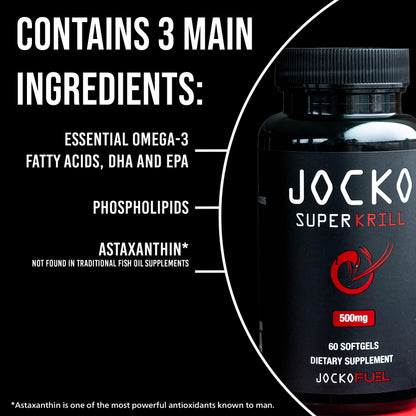 Jocko Fuel Antarctic Krill Oil Omega 3 Fatty Acid Supplements DHA & EPA - 1000mg Softgels - Supports Joints, Mobility