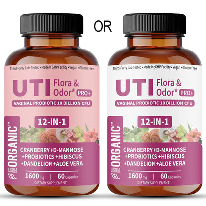 UTI Flora & Odor Pro+ & UTI Yeast & pH Pro+ | Pack of 2 | Vaginal Probiotics for Feminine Hydration & Freshness Support | Third-party Tested, cGMP Facility, Vegan, Non-GMO, Gluten-Free | 60+60 Caps FIRSTORGANIC buy supplements Au
