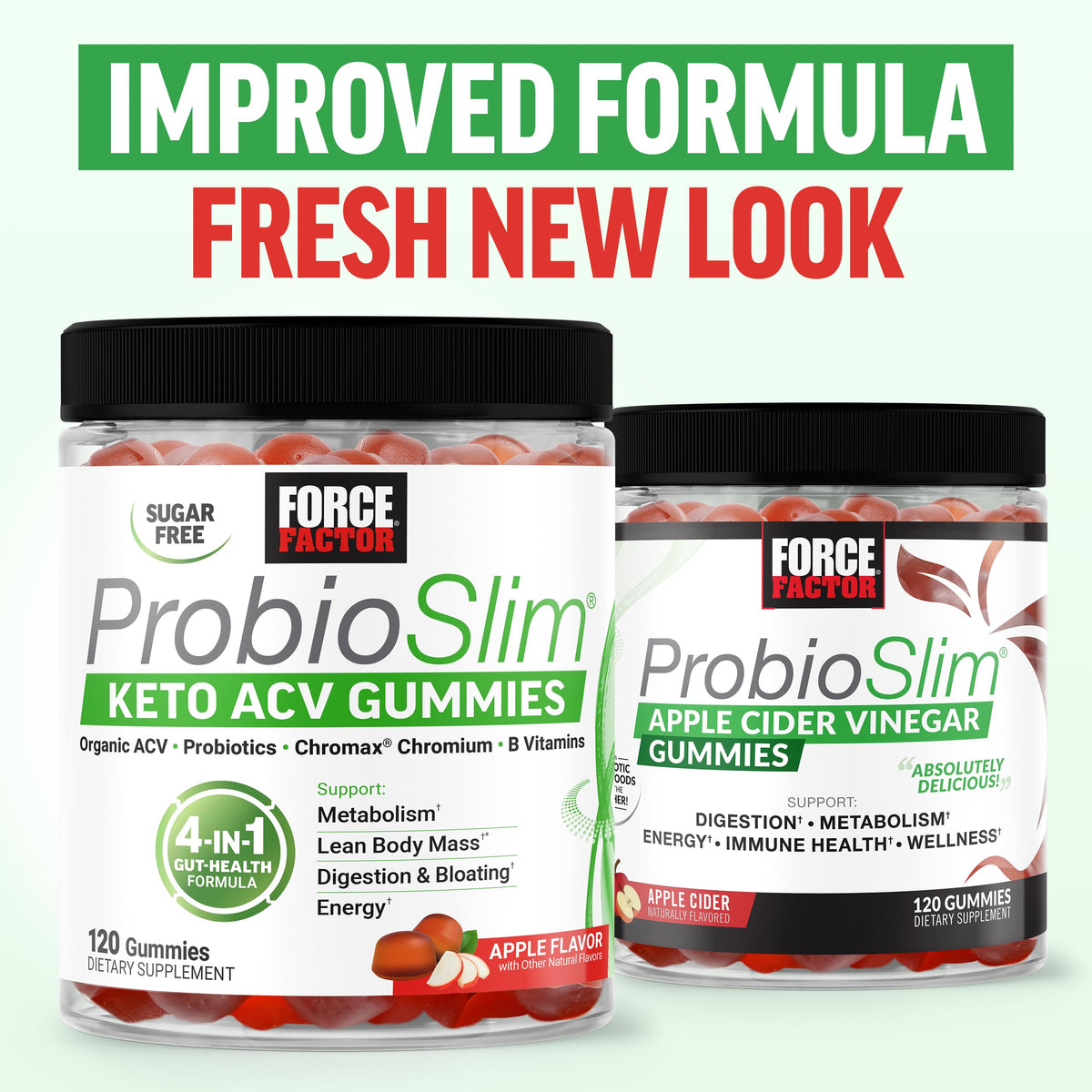 Force Factor ProbioSlim Keto ACV Gummies, Organic Apple Cider Vinegar Gummies with LactoSpore Probiotics & Prebiotics to Support Digestion, Metabolism, & Immune Health