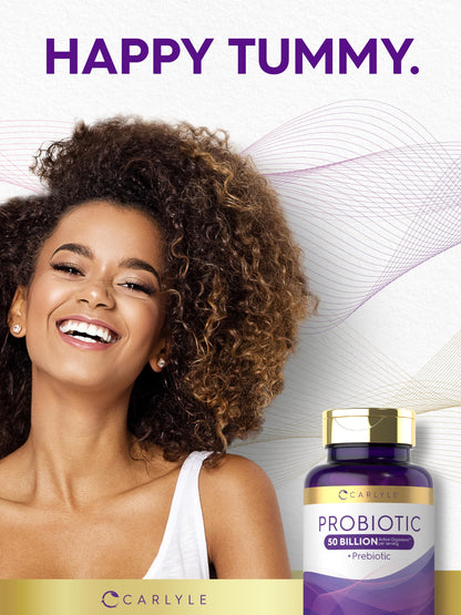 Carlyle Probiotics with Prebiotics | 120 Capsules | 50 Billion Active Organisms | Non-GMO & Gluten Free Supplement