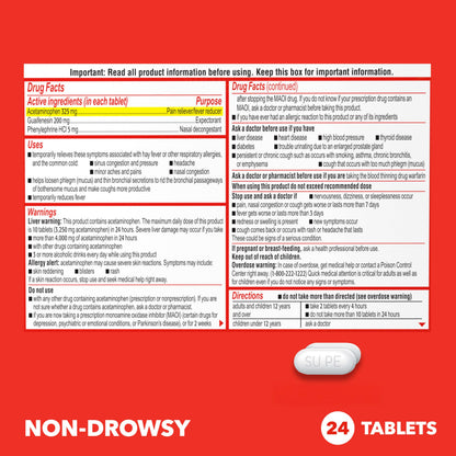 Sudafed PE Head Congestion + Mucus Relief Tablets for Sinus Pressure, Congestion, & Headache, Non-Drowsy Decongestant with Acetaminophen, Guaifenesin & Phenylephrine HCI, 24 ct Sudafed buy supplements Au
