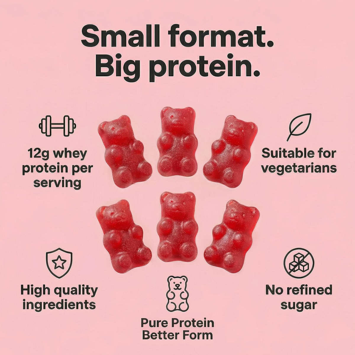 FUELE+ Protein Gummies – 12g High Protein Snack, Mixed Berry Flavor, No Added Sugar, Whey Protein Gummies, Supports Muscle Recovery, Post Workout Supplement