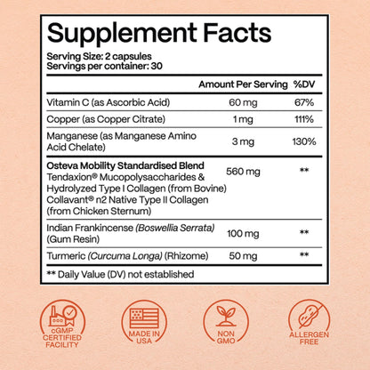 Rejuveen Osteva Joint Support Supplement for Women | High Potency Collagen, Turmeric, Boswellia | for Flexible Cartilage & Tendons,