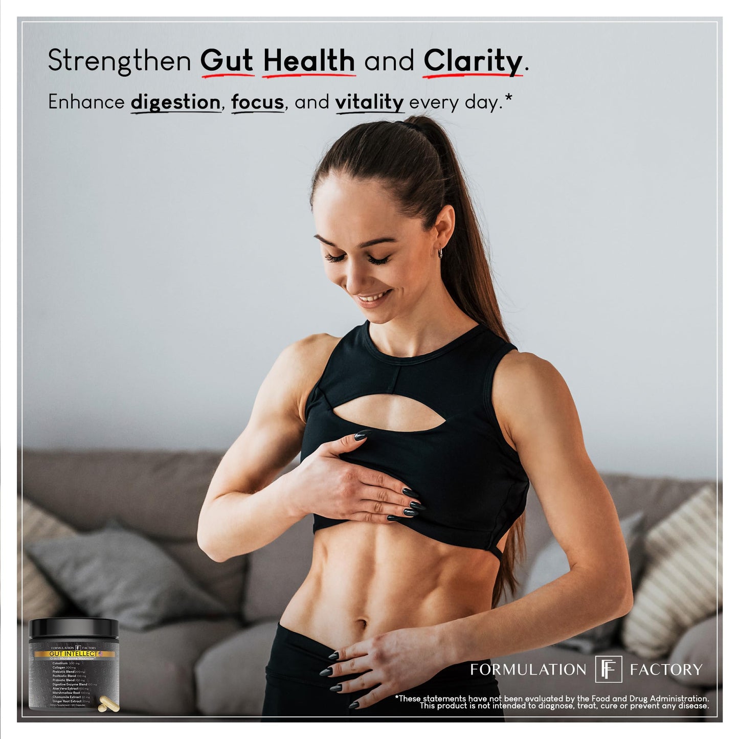 Formulation Factory Probiotics for Women & Men - Gut Intellect 10-in-1 Digestive Enzymes with Prebiotics and Postbiotics - Total Gut Health Supplement