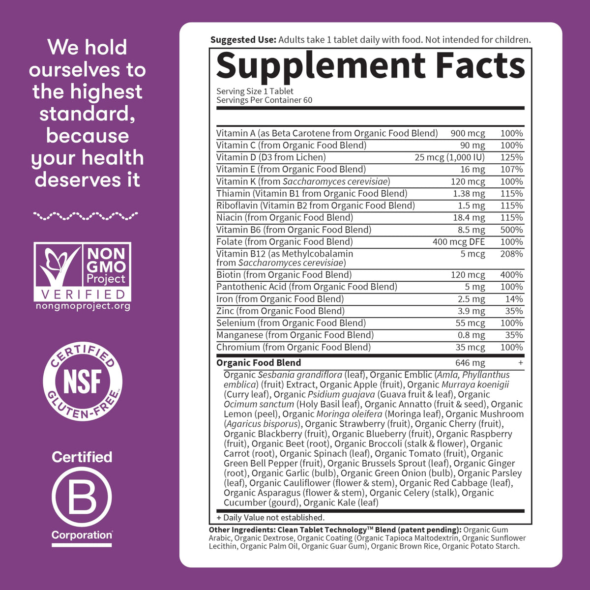 Garden of Life Organics Multivitamin for Women - Women's Once Daily Multi - Whole Food Multi with Iron, Biotin, Vegan Organic Womens Multivitamin for Health, Energy Hair Skin and Nails, 60 Tablets Garden of Life buy supplements Au