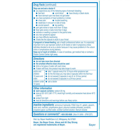 Aleve Liquid Capsules, Naproxen Sodium Capsules 220 mg (NSAID), Pain Reliever/Fever Reducer, Fast Pain Relief, 120 Count AleveBuy Supplements Australia