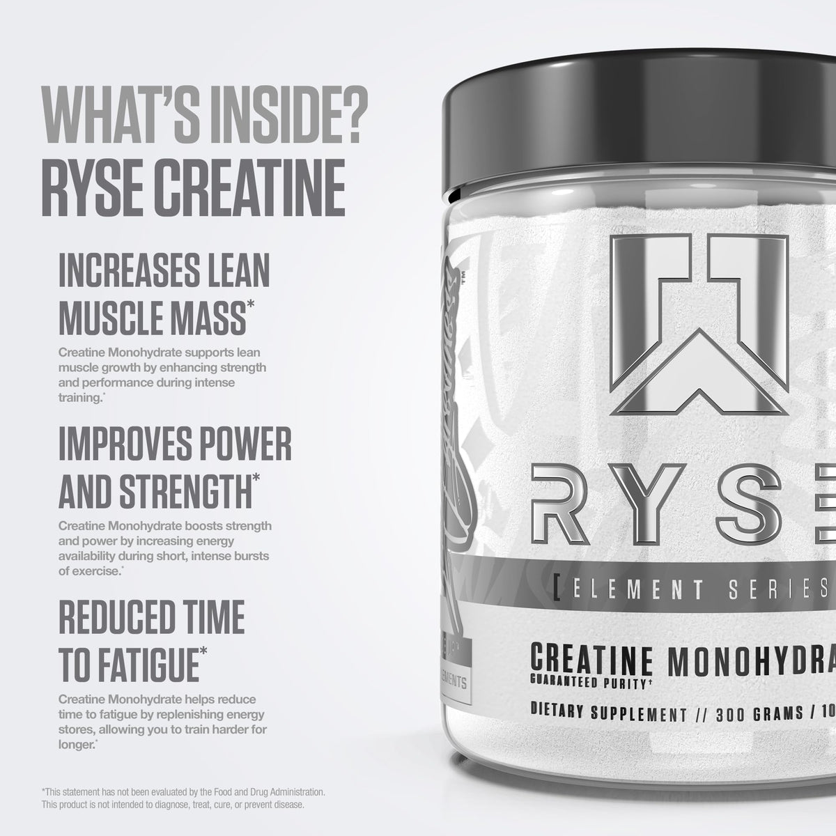 RYSE Creatine Monohydrate Powder - Unflavored - Supports Men & Women Lean Muscle Growth, Strength, Power, and Endurance - Helps Reduce Fatigue