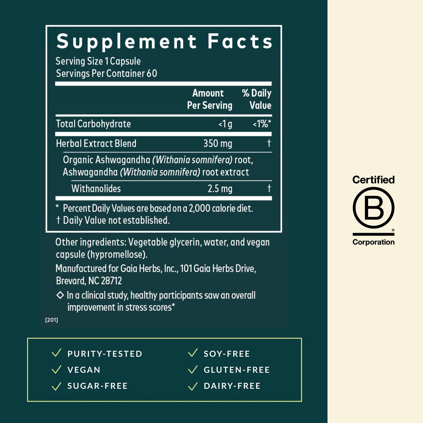 Gaia Herbs Ashwagandha Root - Stress Relief & Sleep Support Supplement - Supports Balanced Energy Levels & Positive Outlook