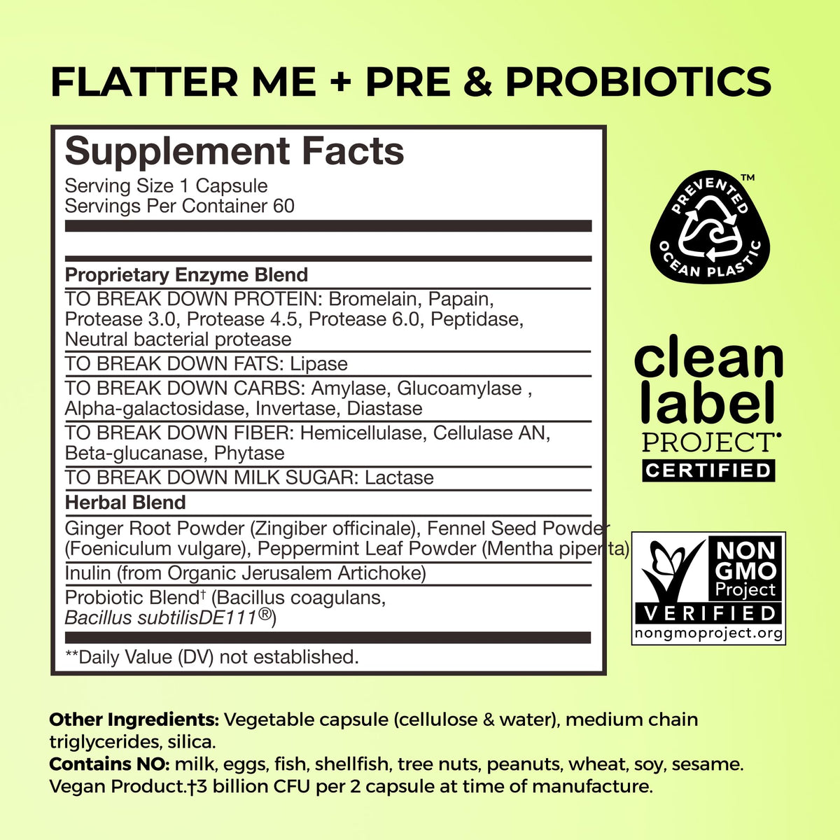 HUM Flatter Me Digestive Enzymes Plus Prebiotics & Probiotics, Digestive Health Bloating Supplement for Women & Men, Fast Acting Anti Bloat Pills Multi Enzyme