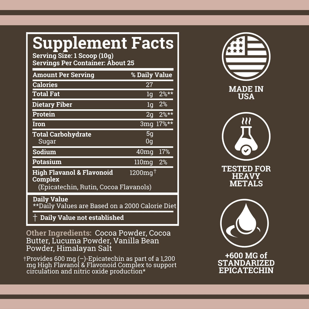 Black Forest High Flavanol Cocoa Powder (1200mg Flavanols & Flavonoids Supplements)10X More Flavanols (Epicatechin) Than Cocoa & 600mg of Epicatechin Supplement