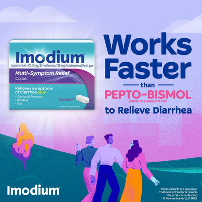 Imodium Multi-Symptom Relief Caplets, Loperamide Hydrochloride & Simethicone Anti-Diarrheal Medicine for the Relief of Diarrhea, Gas, Bloating, Cramps & Pressure, 18 ct Imodium buy supplements Au