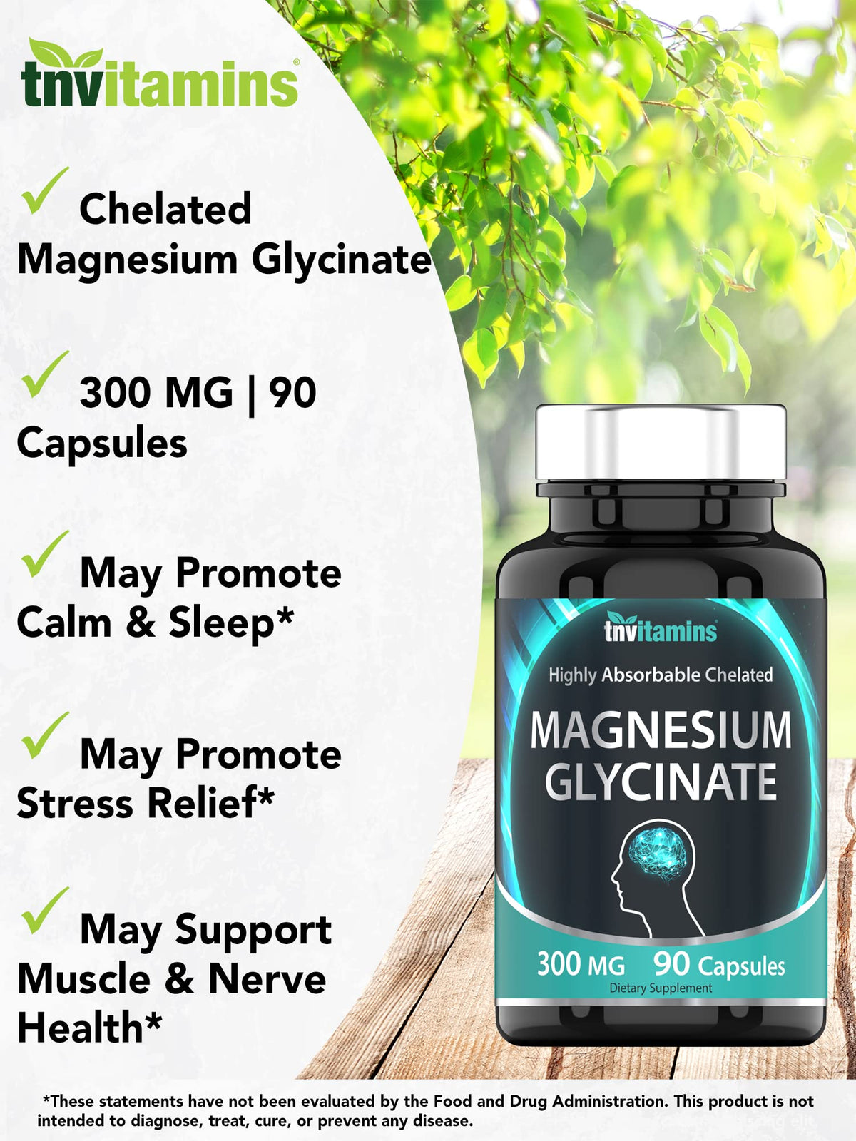 tnvitamins Magnesium Glycinate 300mg, 90 Capsules | High Absorption Chelated Magnesium for Sleep, Calm & Muscle Support* | Non-GMO, Gentle, Non-Laxative | TNVitamins tnvitaminsBuy Supplements Australia
