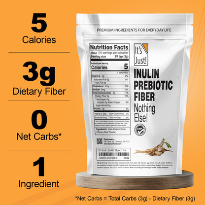 It's Just! - Inulin Prebiotic Fiber, Water Soluble, Chicory Root Powder, Promotes Gut Health, Made in USA, Product of Belgium, Vegan/Keto Friendly