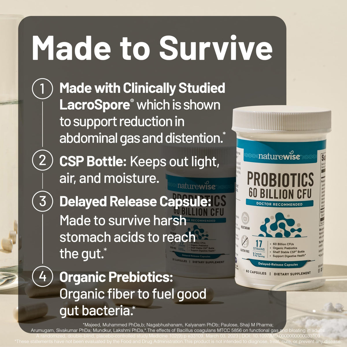 NatureWise Probiotics 60 Billion CFU - 17 Strains + Organic Prebiotics - Immune, Digestive & Gut Health Support for Women & Men - Vegetarian, Gluten-Free,
