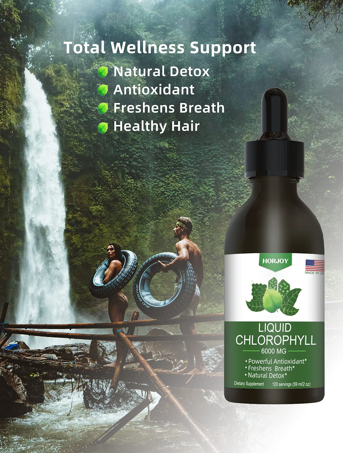 Chlorophyll Liquid Drops - 100% Natural Energy Booster and Immune Support - Internal Deodorant and Detox - Altitude Sickness Relief - Fast Absorption