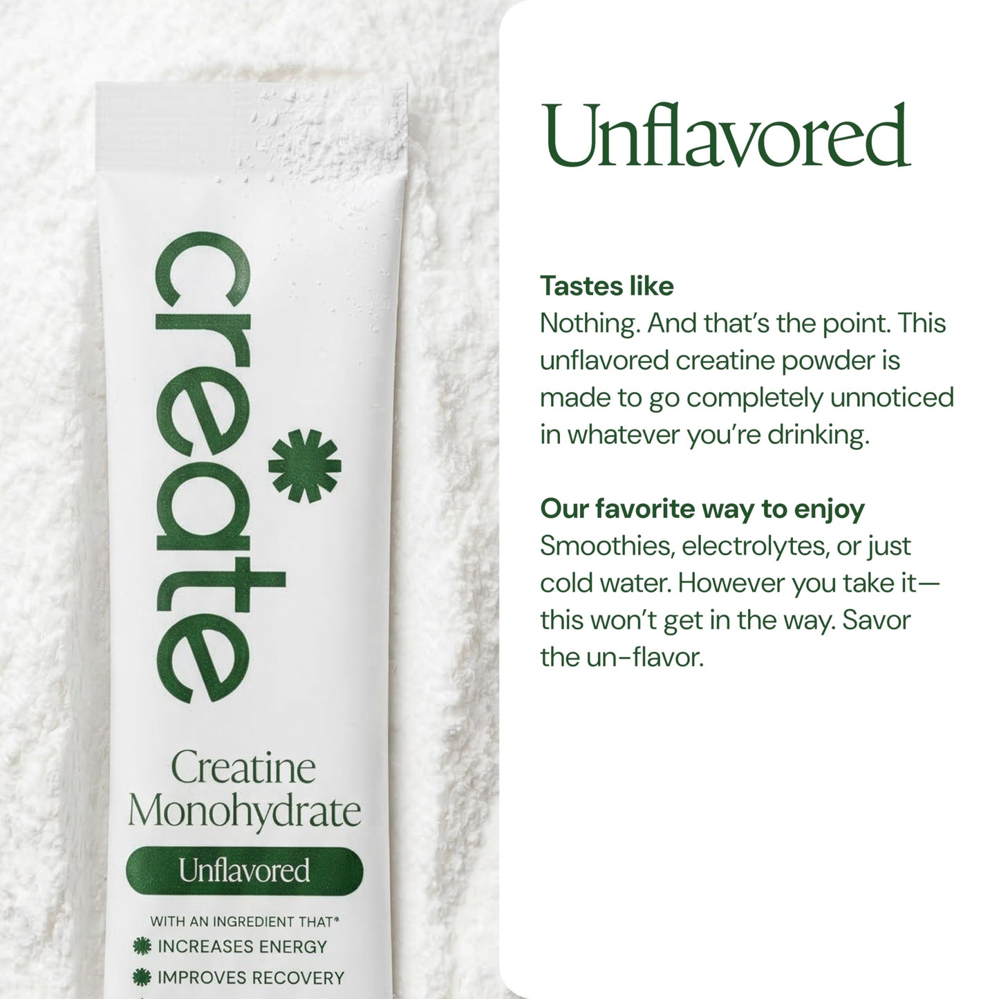 Create Creatine Monohydrate Powder - Creatine Travel Packets, Made with Creapure, 3rd Party Tested & NSF Certified for Sport, 30 Stick Packs, Unflavored