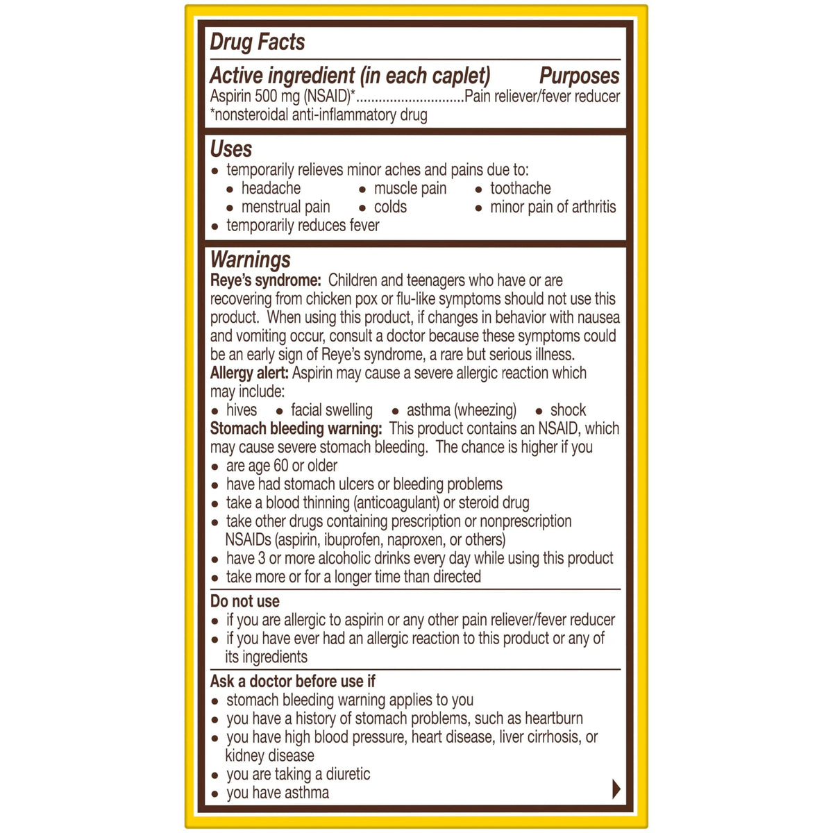 Bayer Aspirin Extra Strength, Aspirin 500mg, Pain Relief Pills, Fever Reducer and Headache Relief for Adults, 100 ct BayerBuy Supplements Australia