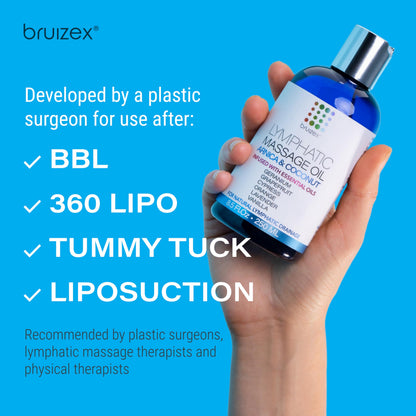 Bruizex Lymphatic Drainage Massage Oil with Arnica Oil & Coconut for Post Surgery Recovery & Lymphatic Drainage Massager, Liposuction, 360 Lipo, BBL, Tummy Tuck Procedure, Moisturizing Formula, 8.5 Oz Bruizex buy supplements Au