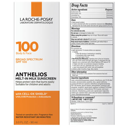 La Roche-Posay Anthelios Melt-In Milk Sunscreen SPF 100, Sunscreen For Body & Face