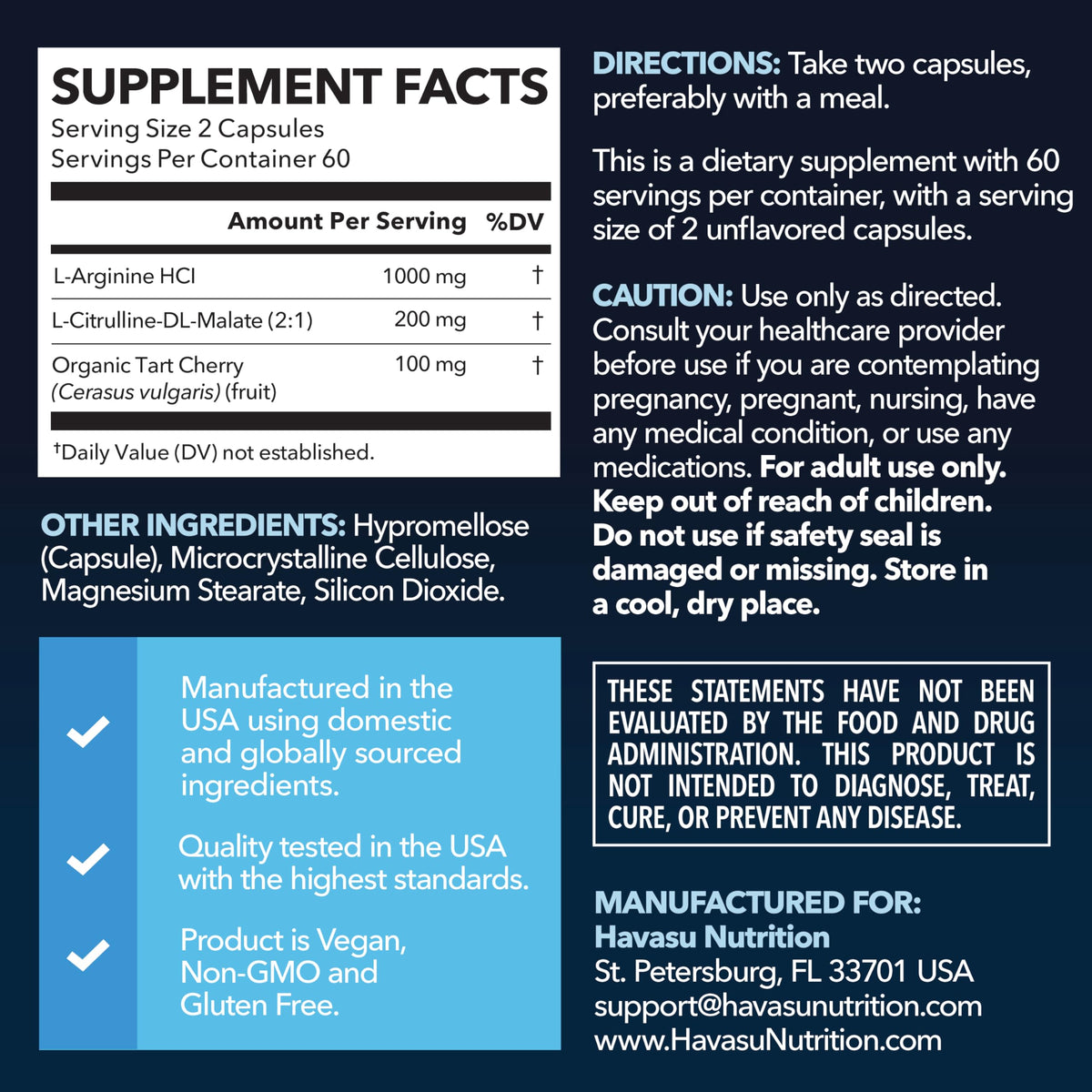 L-Arginine Capsules with L-Citrulline - Nitric Oxide Supplement - L Arginine and L Citrulline Blend - 120 Count - Vegan, Non-GMO Capsules for Performance