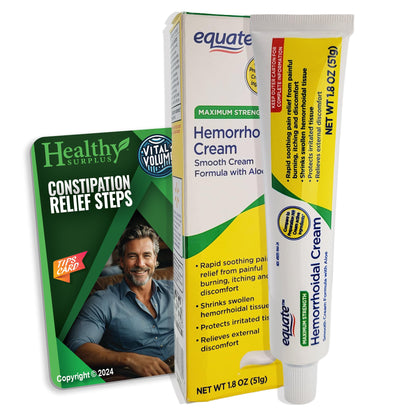 Healthy Surplus Equate Hemorrhoidal Cream/Ointment 1.8 OZ (51g) and Vital Volumes Tips Card Bundle Healthy SurplusBuy Supplements Australia