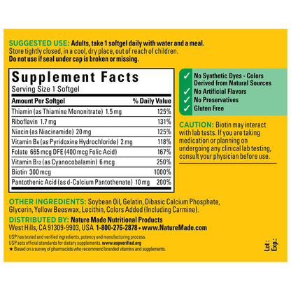 Nature Made Super B Complex Vitamins for Women and Men, Dietary Supplement for Energy Metabolism Support, Super Vitamin B Complex