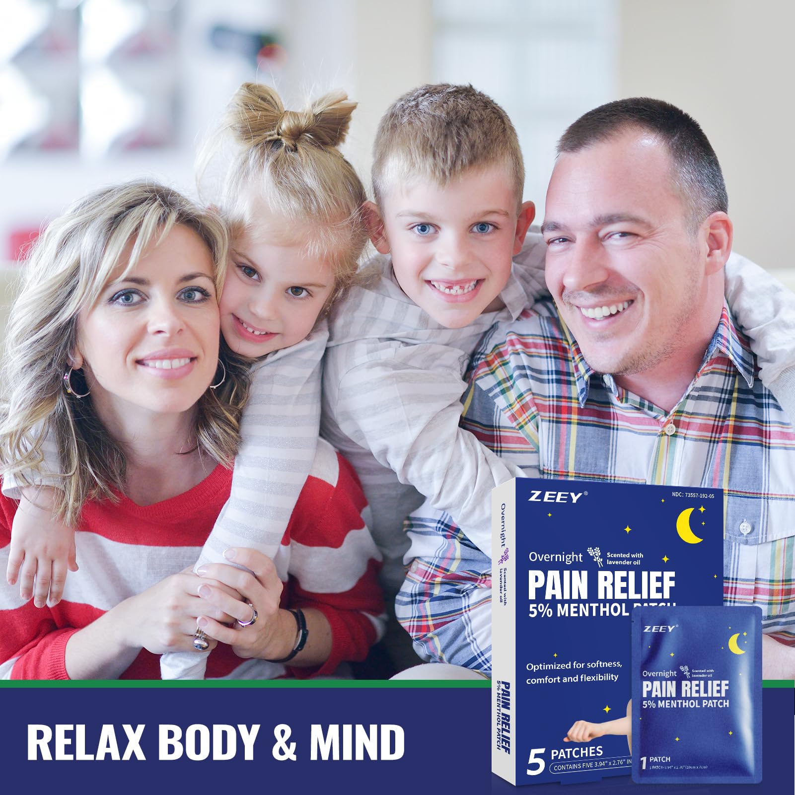 ZEEY 5% Menthol Overnight Pain Relief Patches, French Lavender Oil Pain Patch for Back, Knee, Neck, Shoulders, Joints, Muscle Soreness, Fast Acting, Topical Analgesic, Gel Patch, 3.94" x 2.76", 5Ct ZEEYBuy Supplements Australia