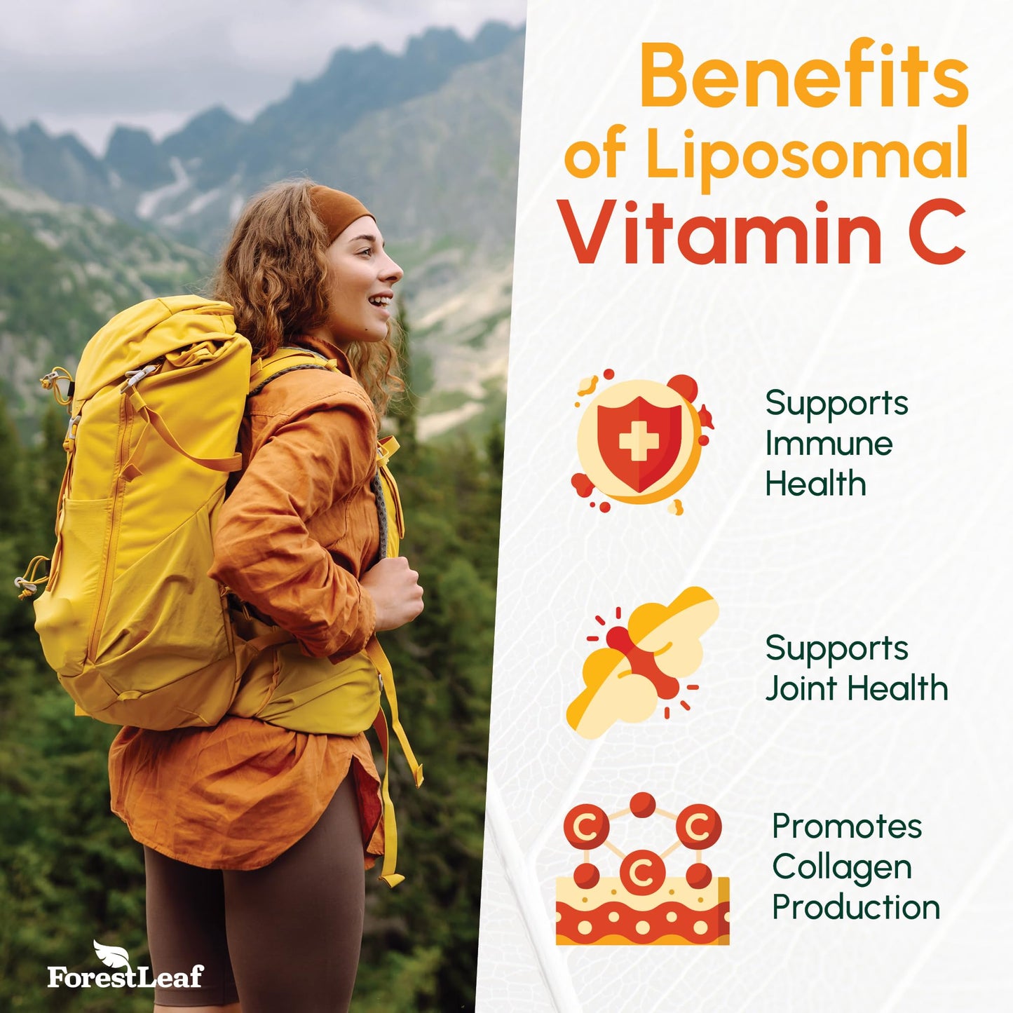 ForestLeaf Liposomal Vitamin C 1400mg Capsules | High Dose Vitamin C Liposomal Supplement w Coconut Oil Fatty Acids | Fast Absorption | Immune Support,
