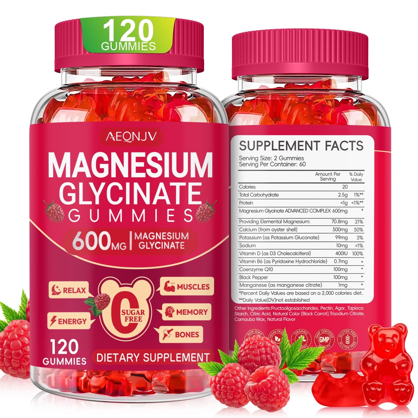 Magnesium Glycinate Gummies 600mg, Sugar Free Magnesium Gummies for Adults, Chewable Potassium Supplements for Body Support, Zzz and Relaxation, 120 Count AEQNJVBuy Supplements Australia