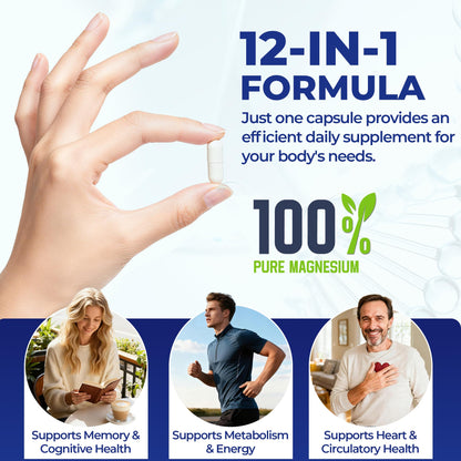 Magnesium Complex 700mg | 12-in-1 High Absorption Supplement | Glycinate, Citrate, Malate, Taurate & More | Sleep Support, Muscle Cramp Relief, Stress, Heart, Bone