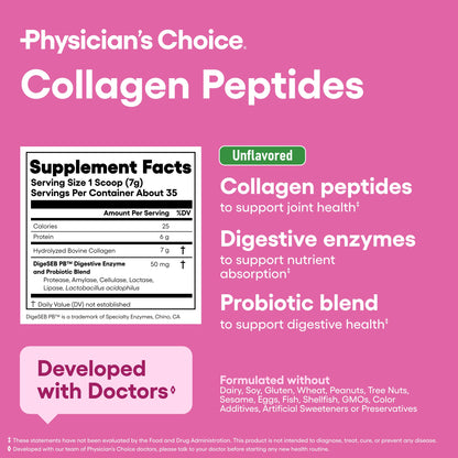 Physician's CHOICE Collagen Peptides - Hydrolyzed Protein Powder for Hair, Skin, Joints - Grass Fed, Non-GMO Physician's CHOICE buy supplements Au
