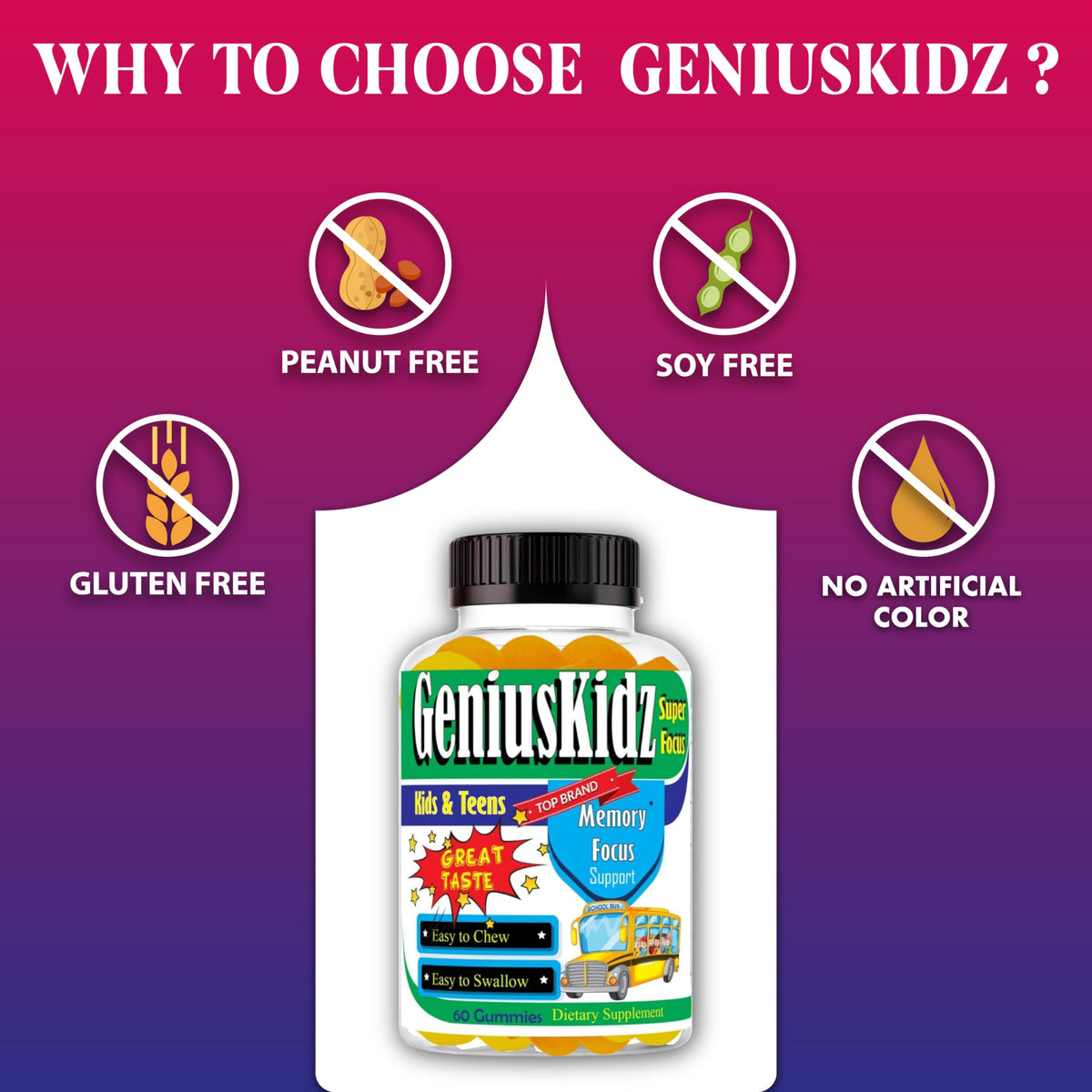 Celebrity Lifestyle Product Brain Support Focus Supplement for Kid and Teens Omega 3 Gummy Vitamin Memory and Attention, Brain Booster, Kid Focus Attention Supplement(1 Bottle) DHA 60ct Celebrity LifeStyle Product buy supplements Au
