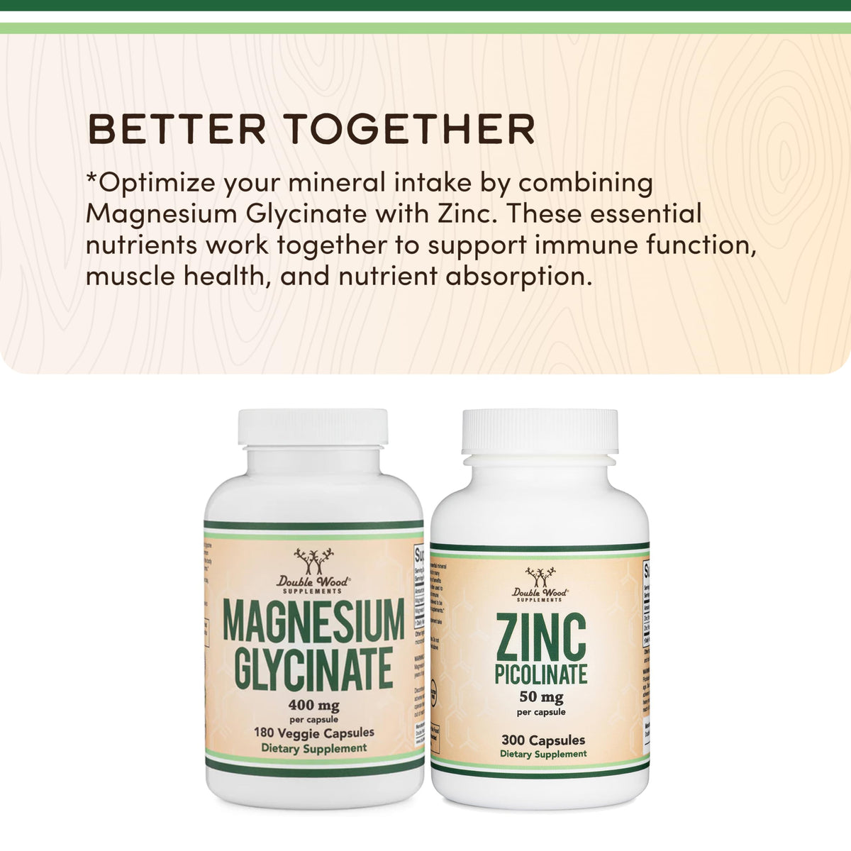 Magnesium Glycinate 400mg | 180 Capsules | Sleep, Muscle, & Heart Support | Vegan, Third Party Tested, Gluten Free, Non-GMO, by Double Wood Supplements Double Wood SupplementsBuy Supplements Australia