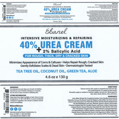 Ebanel Bundle of 40% Urea Cream 4.6 Oz, and 2.5% Retinol Moisturizer