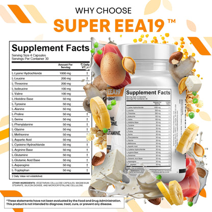 Clean Nutraceuticals Amino Acids Supplement L-Lysine, L-Threonine, L-Leucine, Isoleucine, Valine, L-Histidine, L-Tryptophan, L-Methionine, L-Arginine, L-Cysteine,