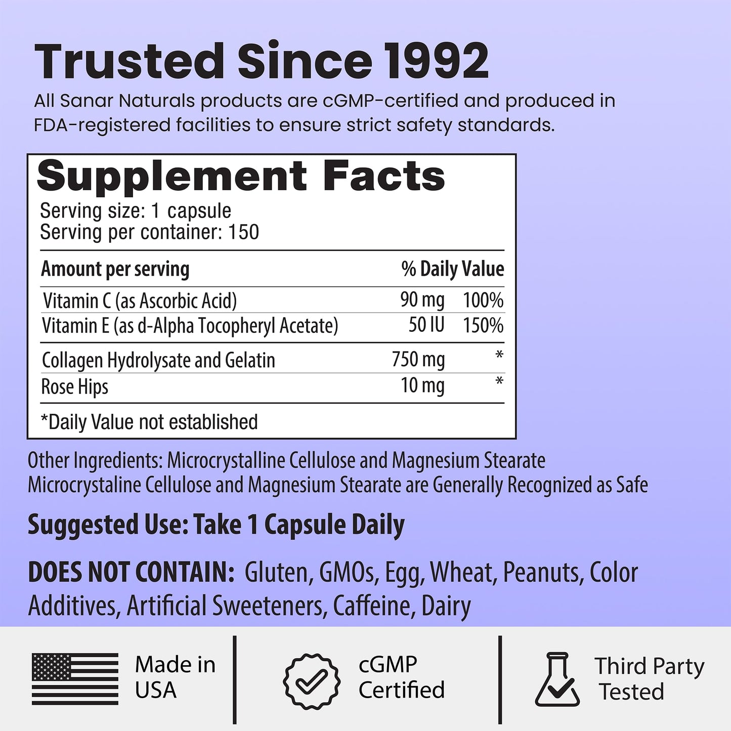 Sanar Naturals Collagen Pills, 150 Capsules | Supports Skin Elasticity, Hydration, Hair, Nails and Joints | Hydrolyzed Collagen Peptides Supplement with Vitamin C and E, Grass Fed, Non GMO Sanar Naturals buy supplements Au